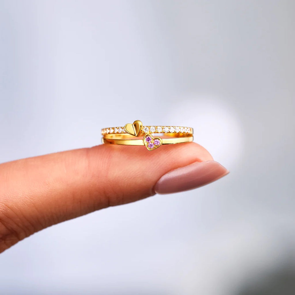 Lunelle™ Double Heart Pink Ring