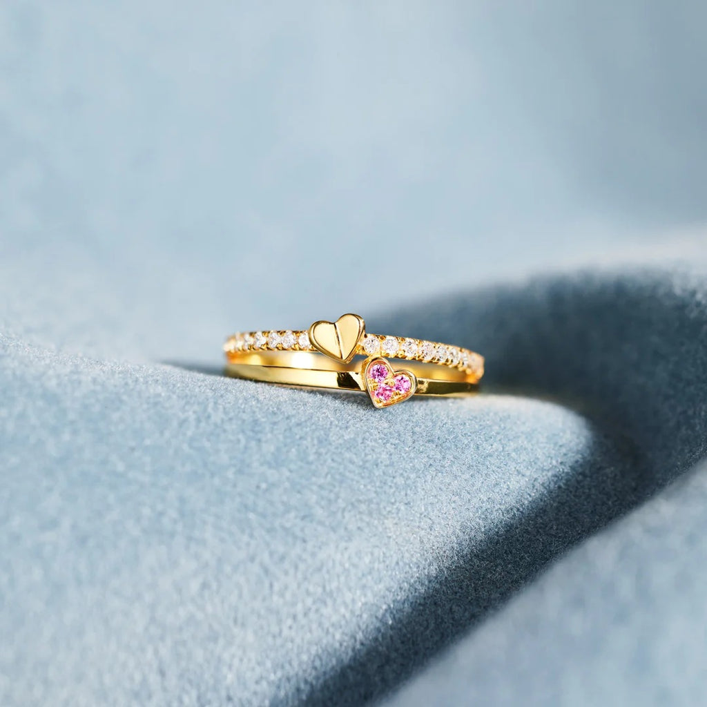 Lunelle™ Double Heart Pink Ring