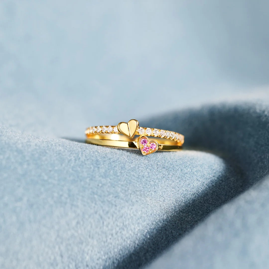 Lunelle™ Double Heart Pink Ring