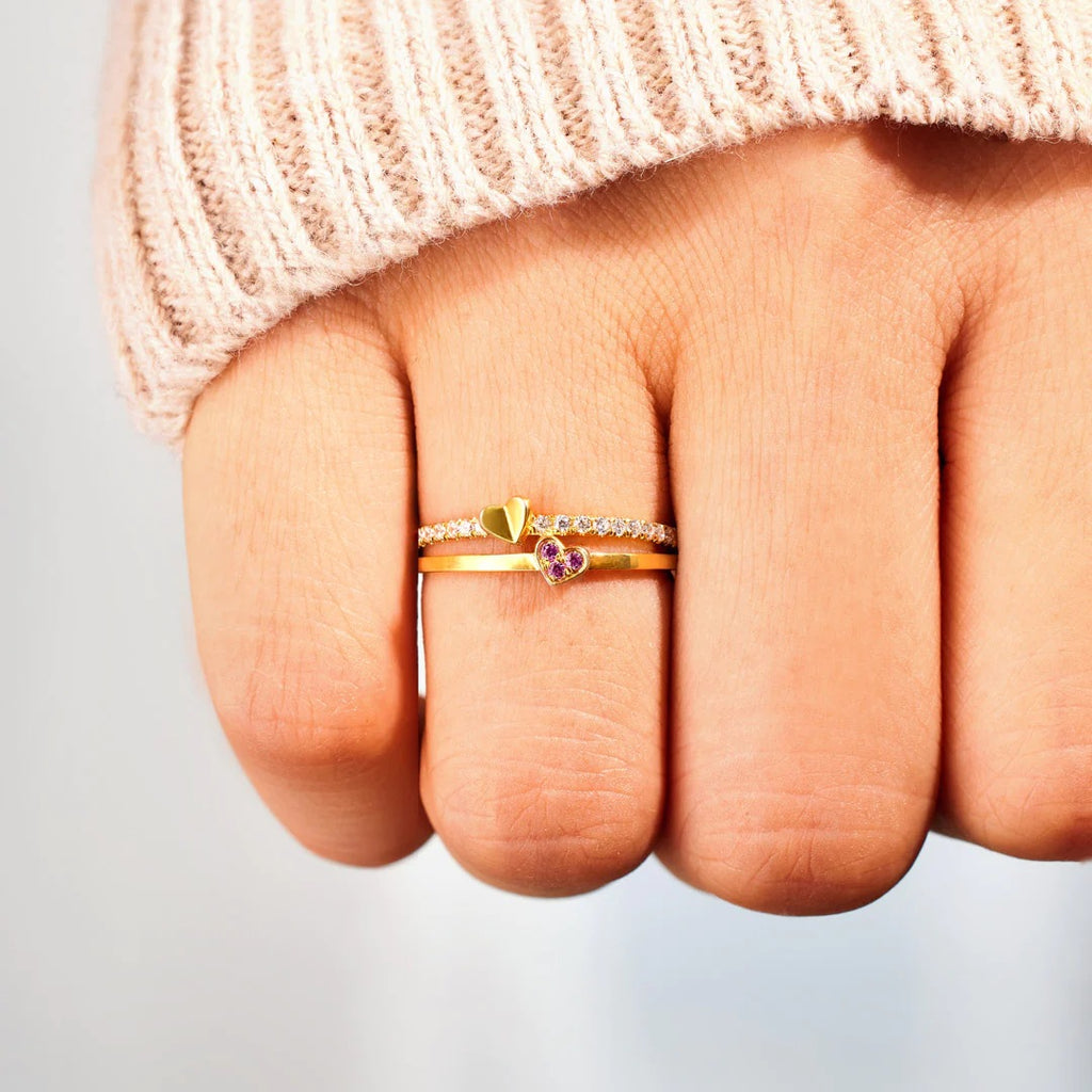 Lunelle™ Double Heart Pink Ring