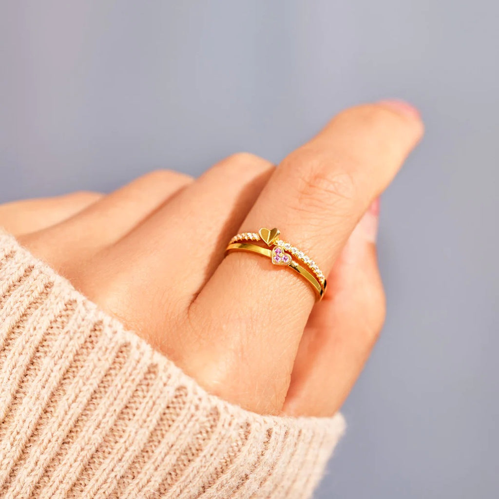 Lunelle™ Double Heart Pink Ring